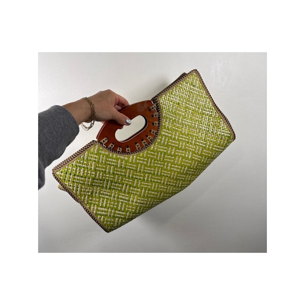 Vintage Hand Woven Raffia Clutch Mid Century Modern Boho, Statement Piece, OS